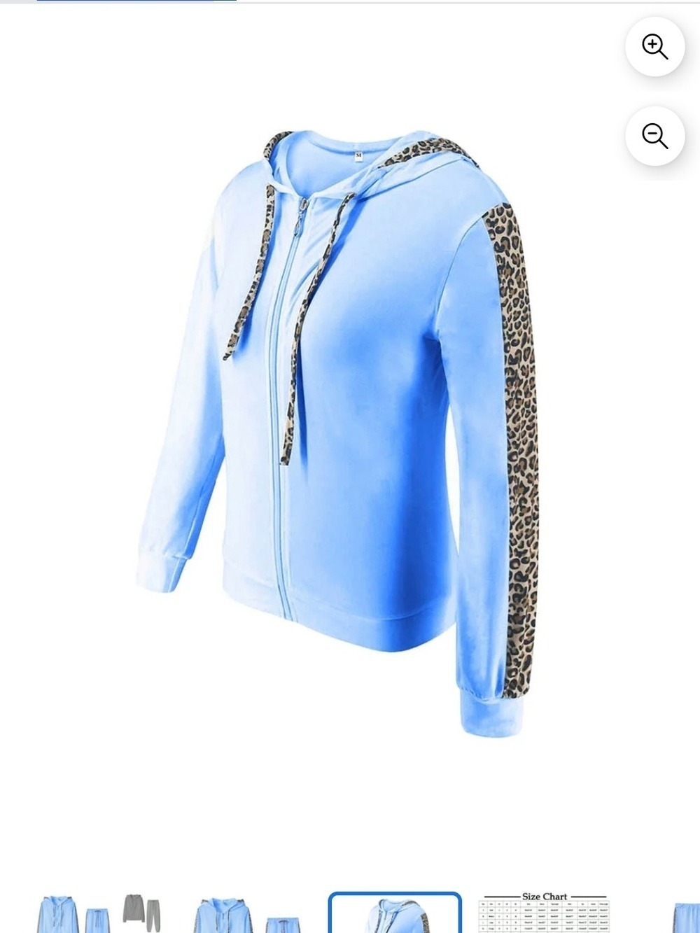 Light Blue Tracksuit Set Leopard Print Hoodie & Joggers 4XL. NWOT - Picture 2 of 16